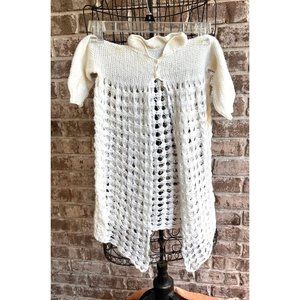 New Hand Crocheted Christening Infant Girl Buttons Long Sleeves Asymmetr…